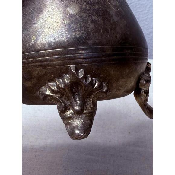 Antique Brass Hand Forged Scallop Leg Floral Etched Pattern Milk Pot Tea Pot Jug - Picture 9 of 9